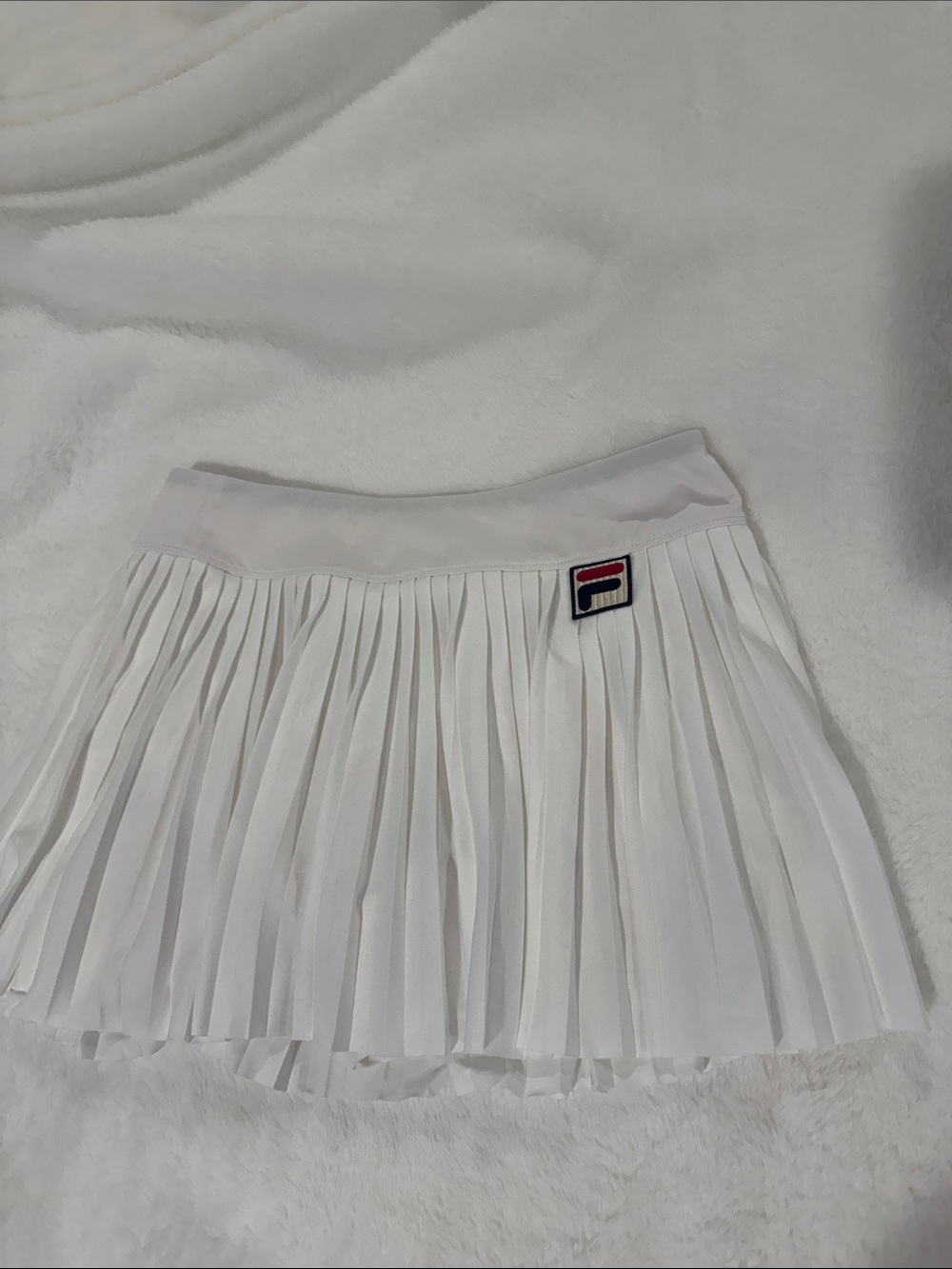 Fila White Pleated Skater Skirt with Logo Patch